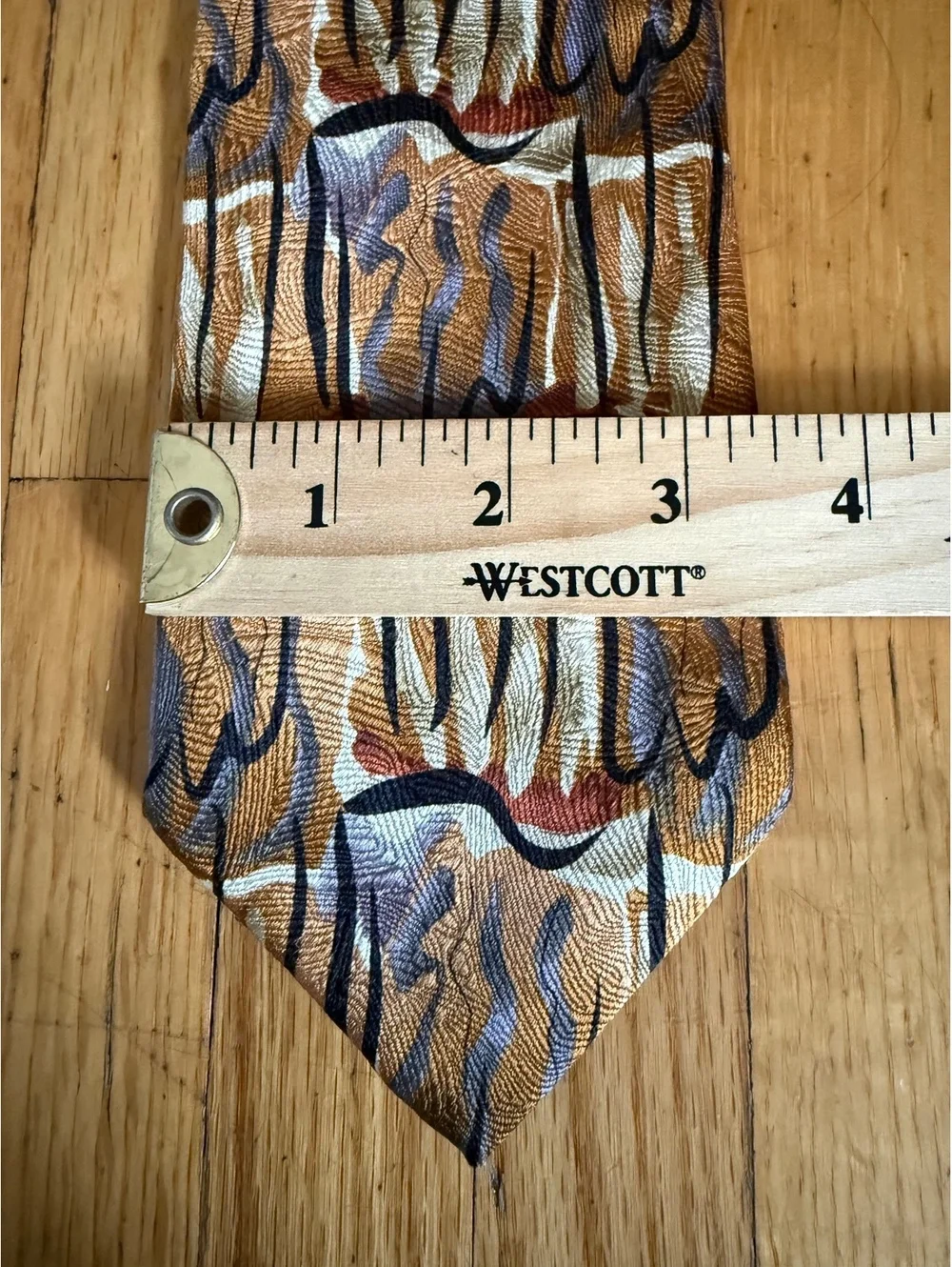 J Garcia Scaly Monster & Blue Man Silk Tie Abstract Art Brown Gray 3.25”